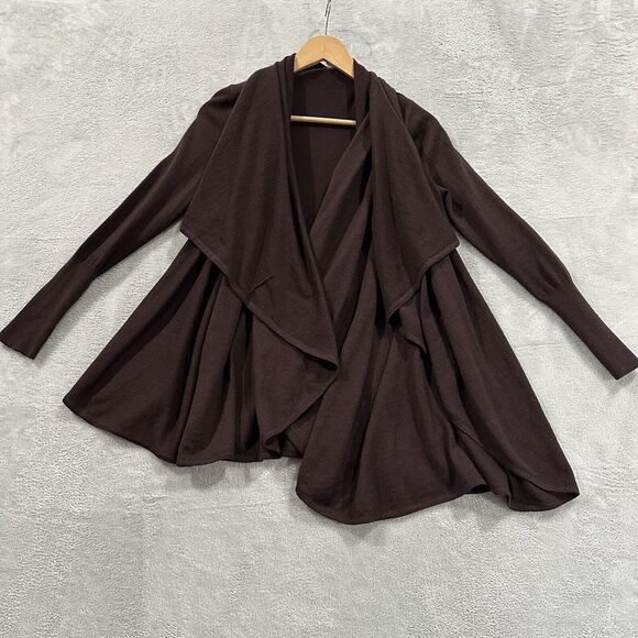 Halogen Cardigan Women's XS Open Front Merino Wool Brown Drape Long Sleeve - Picture 1 of 9